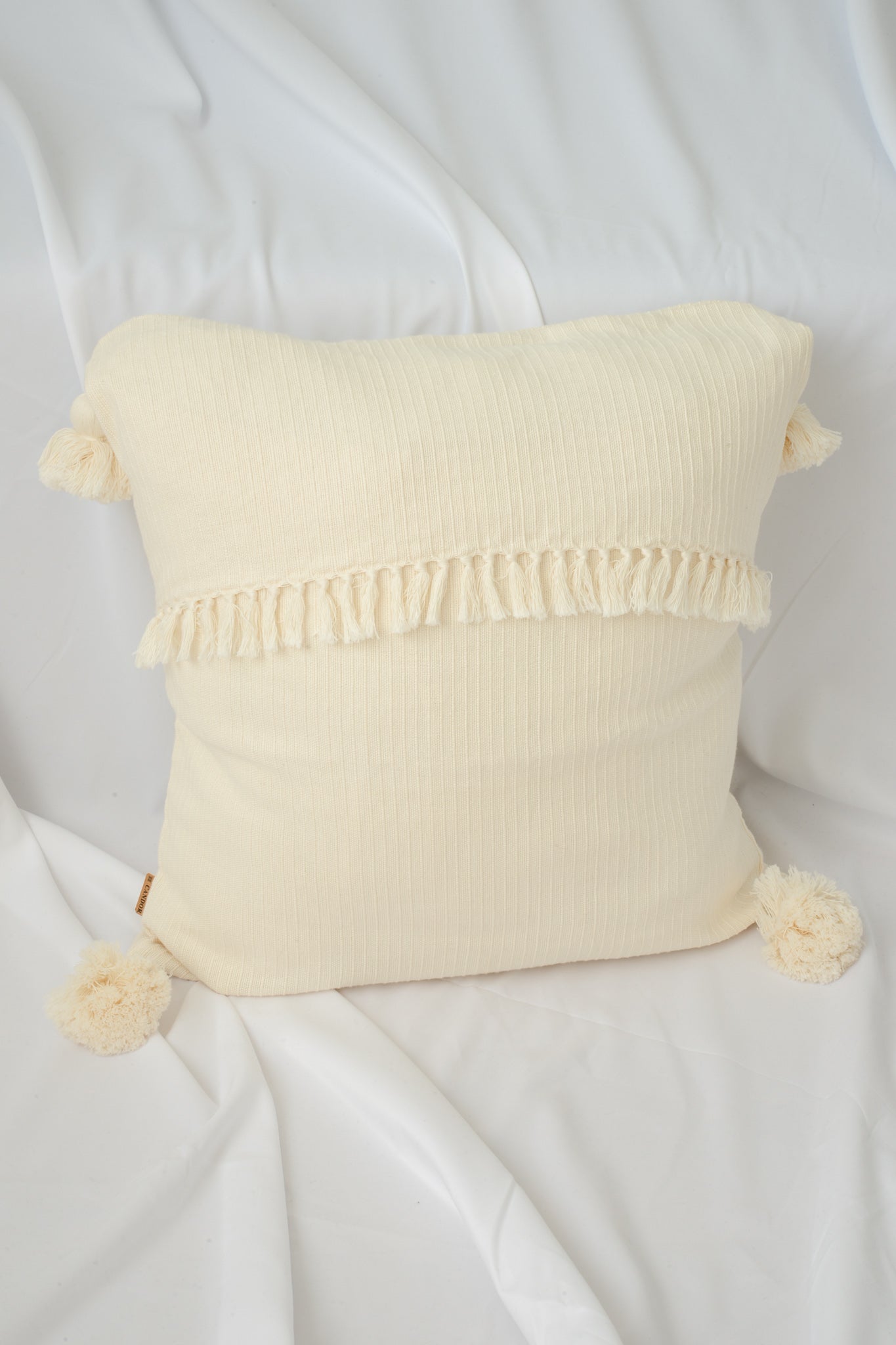 Serendipity Pompom White Cushion
